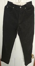 Liz Claiborne Women Pants Sz 8 Black Cotton Corduroy Straight Leg High Waist Vtg