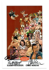 COMIC BOOK STORY OF PROFESSIONAL WRESTLING SIGNED STORE EXCLUSIVE PRINT RARE