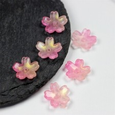 100Pcs Multicolor 3D Sakura Flower Beads 15mm Glass Lampwork DIY Jewelry Crafts