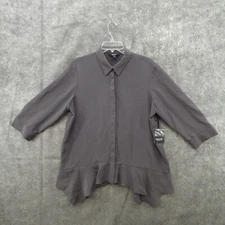 Simply Vera Wang Womens Sweater Large Cardigan Collared Long Sleeve Ruffle New