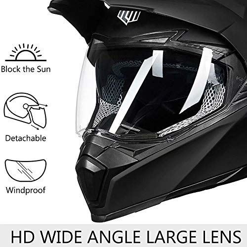 ILM Off Road Motorcycle Dual Sport Helmet Full Face Sun Visor Dirt Bike ATV Moto - Bild 5 von 8