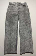 VTG Levis 501 Button Fly Jeans Mens Actual Size 31x30 Black Acid Wash Denim AK6
