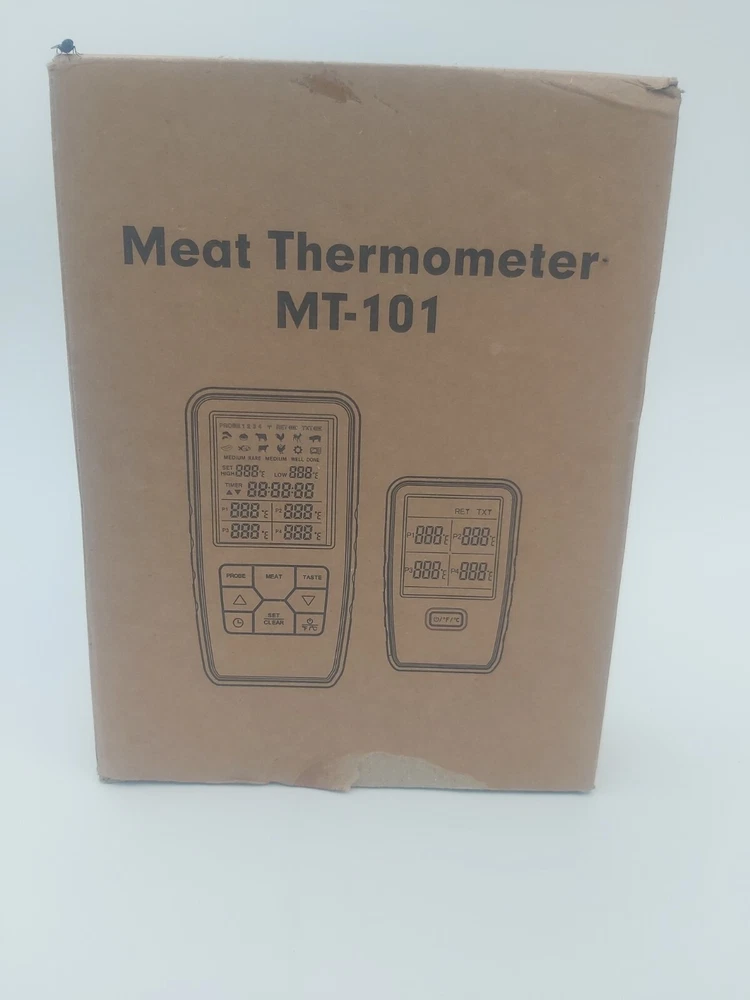 Meat Thermometer MT-101 with 4 probes. Digital. With wireless receiver. Black