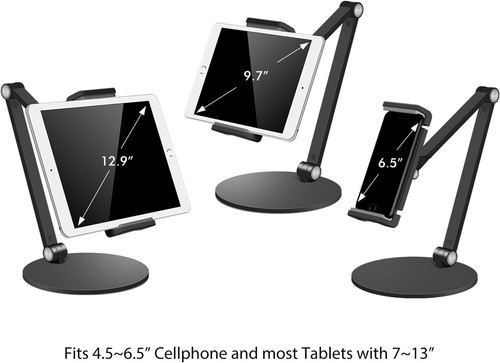 Premium Aluminum Tablet Stand - Adjustable & Rotating, Fits 4.5-13 Inch Devices - Picture 7 of 9