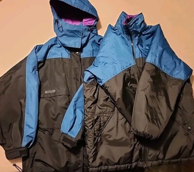 Vintage 90s Columbia Jacket Womens Large 3-in-1  Coat Purple Black Teal