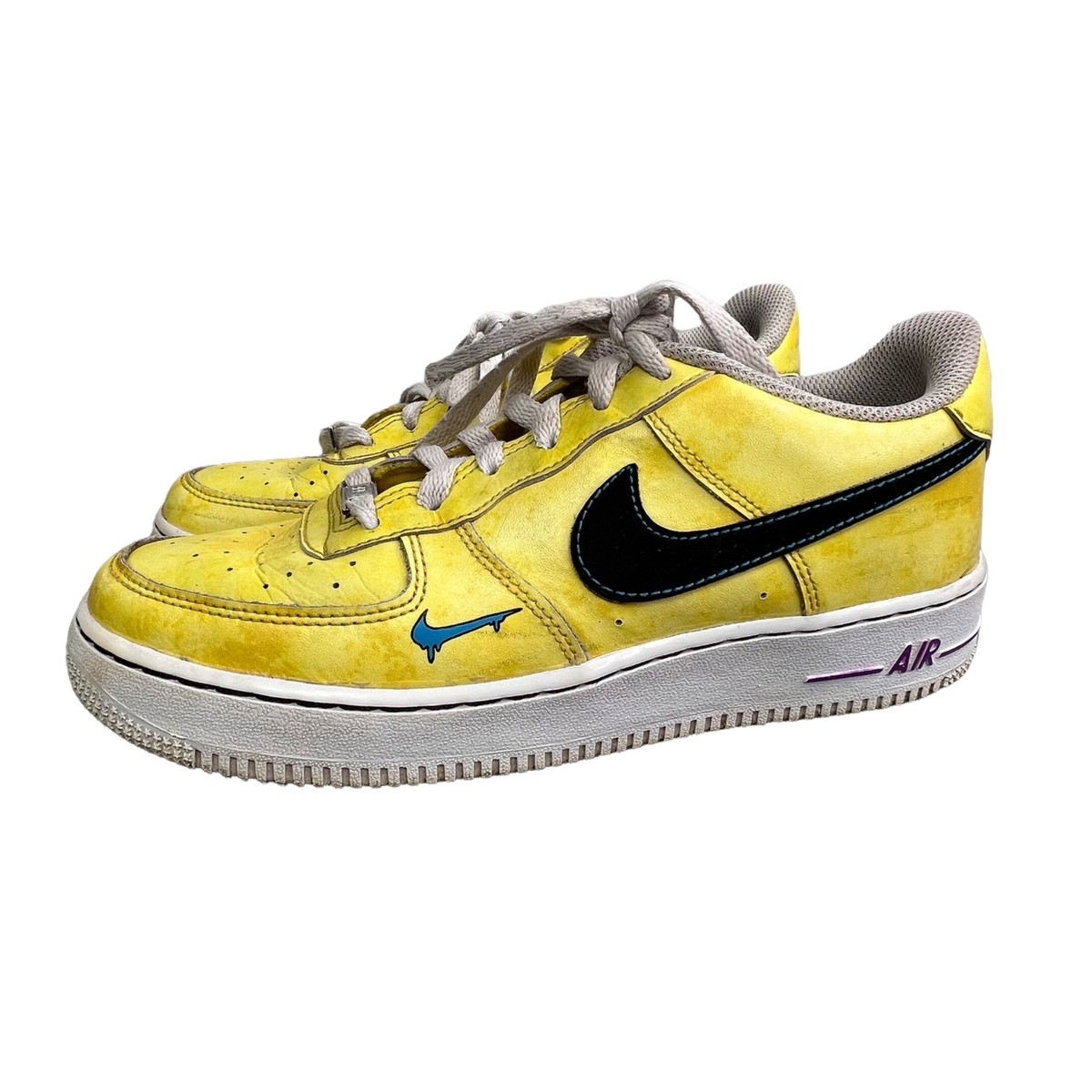 Nike Air Force Peace Love Basketball Sneakers Shoes size 7Y Youth Yellow