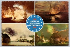 Four Naval Battle Scenes American Revolution Bicentennial Postcard UNP 6x4