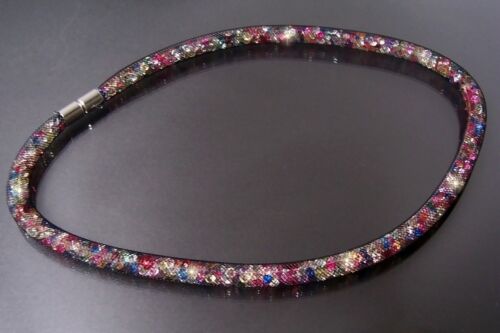 Collier Kette Armband Strass Netzschlauch Magnetverschluß Edelstahl Damen VS16 - Bild 61 von 96