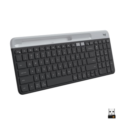 Logitech K585 Multi-Device Slim Wireless Keyboard Built-in Cradle for Device;...
