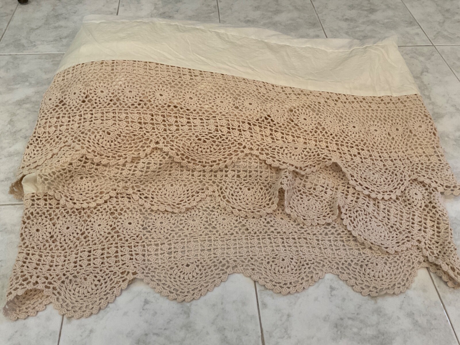 JCP Crochet Bed Skirt 100 Cotton King Size Cottage Country French