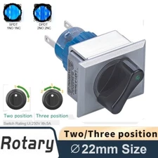 22mm SPDT/DPDT 5A250V3Position Silver Rectangle LED Plastic Selector Knob Switch
