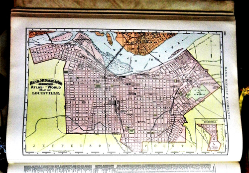 1897.Alt.Geographischer Druck: KARTE DER STADT LOUISVILLE. St.Rand, McNelly & Company - Bild 1 von 2