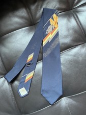 Corbata de seda PANCALDI azul con flor marrón y bronceada 3,15"x54,5" hecha en Italia