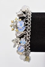 Lunch at The Ritz Vintage Snowflake Charm Bracelet Winter Christmas Signed Bin8