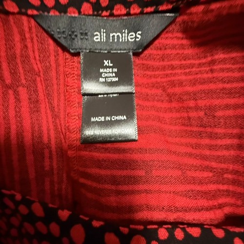 Blusa túnica Ali Miles 'Spices' talla XL artística Lagenlook relajada vibrante roja negra - Imagen 6 de 7