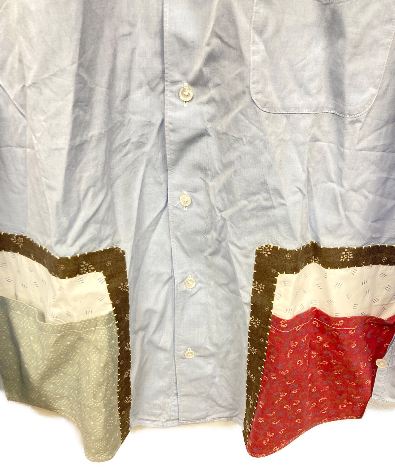 VISVIM patchwork button-down shirt Size: 4 Blue M… - image 4