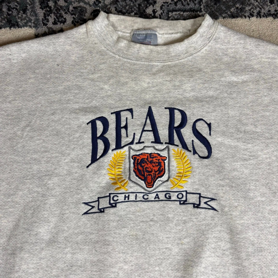 Vintage 90s Logo 7 Chicago Bears Gray Pullover Crewneck Sweater Sz XL NFL - Image 2 of 4