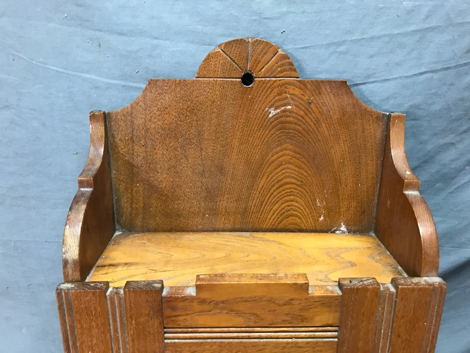 Armario de pared decorativo de madera de castaño 12x28 puerta de vidrio biselado antiguo 1411-25B de colección Foto 3 de 4