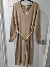 BNWT FRIENDS LIKE THESE CAMEL SOFT STRETCH KNIT BELTED MIDI JUMPER DRESS SIZE 12