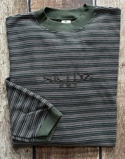 VINTAGE SKIDZ SKATE T-SHIRT GREEN STRIPE MADE IN USA MENS LARGE EXCELLENT