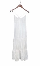 Madewell White Swiss Dot Midi Dress Sir Large Sleeveless Tie Back Boho Cotton