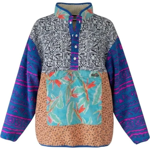 Chubbies Wanderers Club Pullover Jacket Mens XL Multi Pattern Fleece Lined Snap video thumbnail