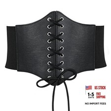 Corset Belt for Women Lace Up Elastic Waist Belts Retro Wide Tied Waspie Belt