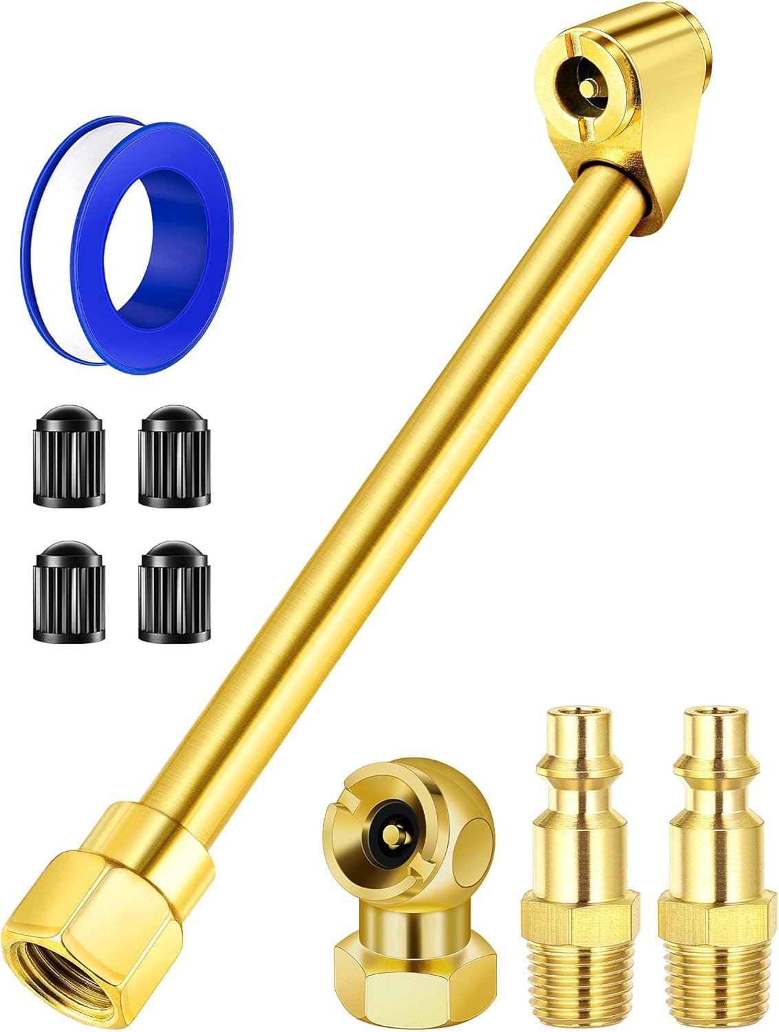 Dual Head Air Chuck Set 2-Way Tire Chuck w/ Closed Ball & 1/4&rdquo; NPT Plug