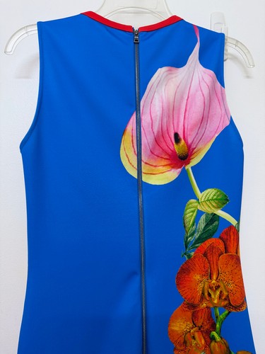 Alice + Olivia Wynell Le Parisien A Line Mini Dress Blue Yellow Floral 4 - Picture 10 of 14