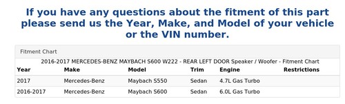 2016-2017 MERCEDES-BENZ MAYBACH S600 W222 - REAR LEFT DOOR Speaker / Woofer - Bild 4 von 4