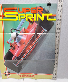 Super Sprint Tengen Nintendo NES Atari 1986 Fold Out Poster 14.25"x 19.5"