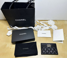 CHANEL - Quilted Card Holder - Black - with B...