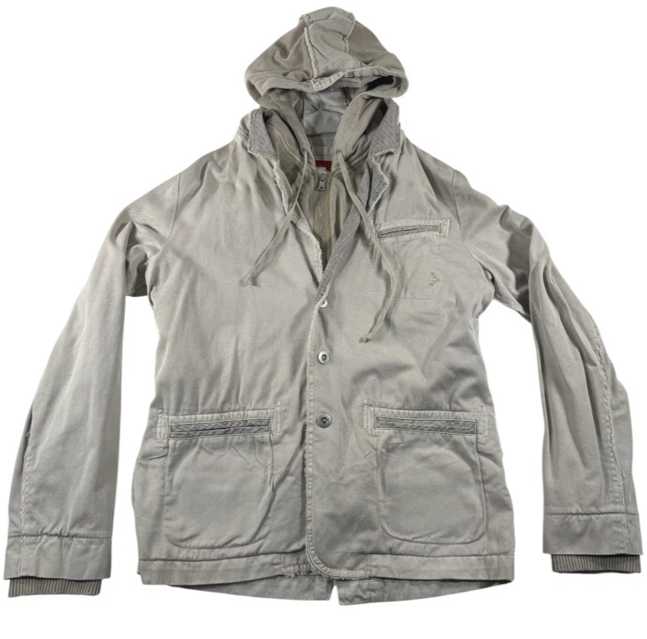 SONNETI Hybrid Style Blazer 2 in 1 Beige Hooded Jacket Sz M Retro 2005 Mens Mint - product detail image 1