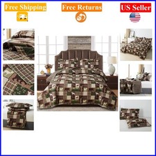 King Size Reversible Moose and Bear Wildlife Quilt Set with Pillow Shams