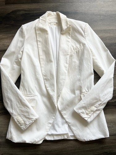 Veronica Beard Size 0 Off White Cupro Open Front Blazer Jacket Dickey compatible