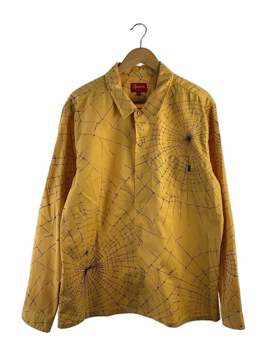 Chemise toile d'araignée Supreme 16AW polyester jaune motif all over