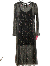Juniors Xhilaration Embroidered Lace L/S Overlay Dress-Size M