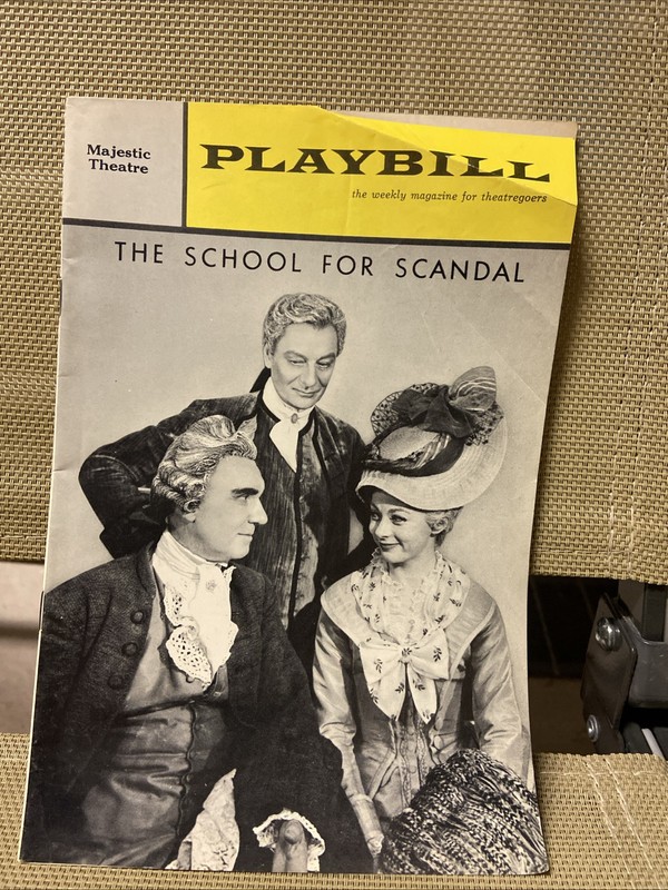 Playbill for The School for Scandal, Feb. 25, 1963, Richardson, Gielgud