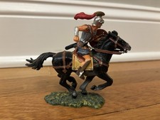 Vintage Elastolin Germany Mounted Roman Toy Soldier Shield Black Horse 1:45