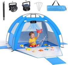Baby Beach Tent Solar Cooling Fan Anti-UV Toddler Beach Tent Sun Shelter