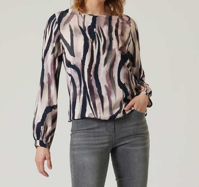 Bluse beige 36 Damen Schlupfbluse mit Animaldruck walnuss UVP: 59,99  5.6177
