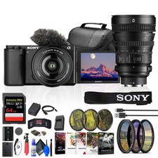 Sony ZV-E10 Mirrorless Camera W/ 16-50mm Lens + Sony E 10-18mm Lens + More