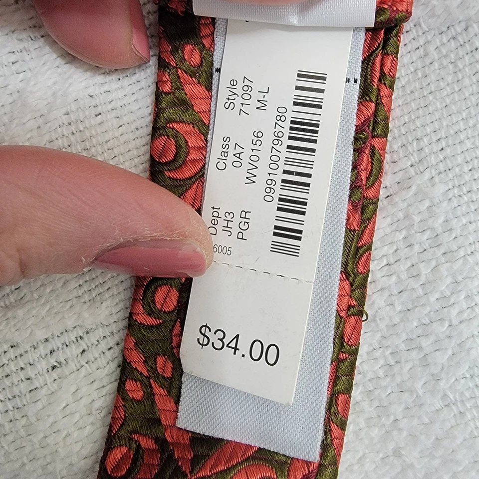 J. Crew NUEVO NUEVO CON ETIQUETAS 100% Seda Brocado Floral Cinturón Talla M/L Marrón Rojo Tapiz Foto 3 de 4