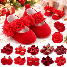 Recién Nacido Bebé Niñas Cuna Cochecito Zapatos Navidad Boda Fiesta Vestido Zapatos 0-18 Meses