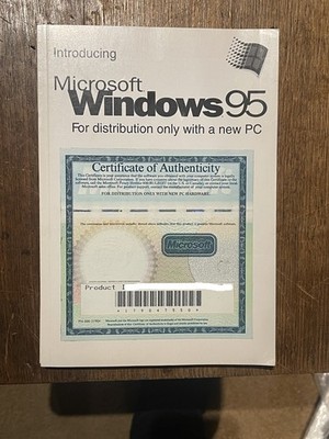 Microsoft Windows 95  Certificate of Authenticity (Includes Serial Number) NO CD