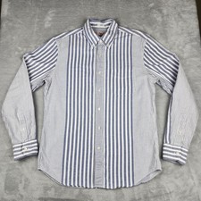 J.CREW Shirt Mens M Broken In Oxford Slim Striped Organic Cotton Blue