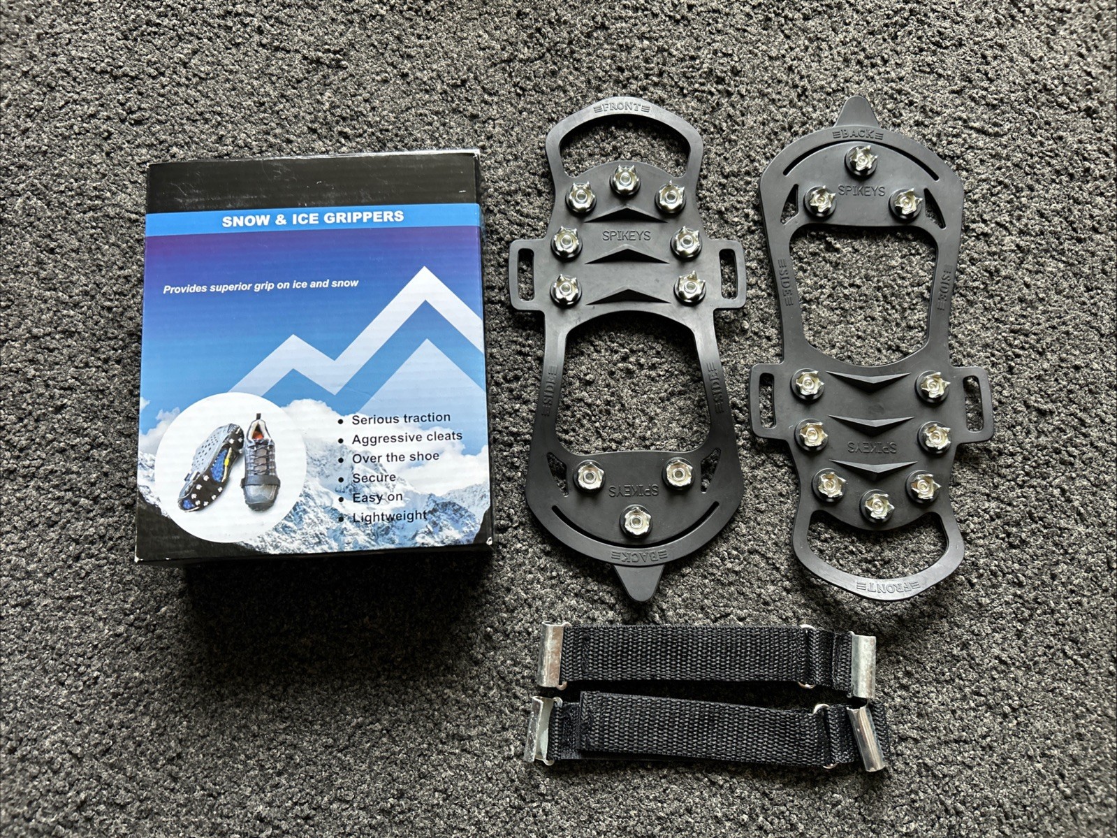 SNOW AND ICE GRIPS SPIKES OVER THE SHOE CLEATS GRIPPERS CRAMPONS Medium 6-7.5 Uk
