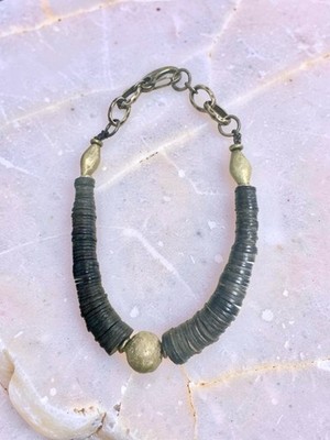 DEBE DOHRER JEWELRY COCONUT SHELLS MIXED WITH AFRICAN BRASS BEADS