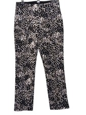Investments Slim Factor- Black W/White Geometric Design, Ankle Pants, Size Med.