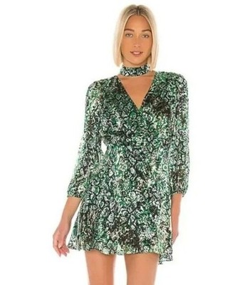 Alice + Olivia Rita Blouson Long Sleeve Mini Dress Size 14 NWT Silk Blend NWT